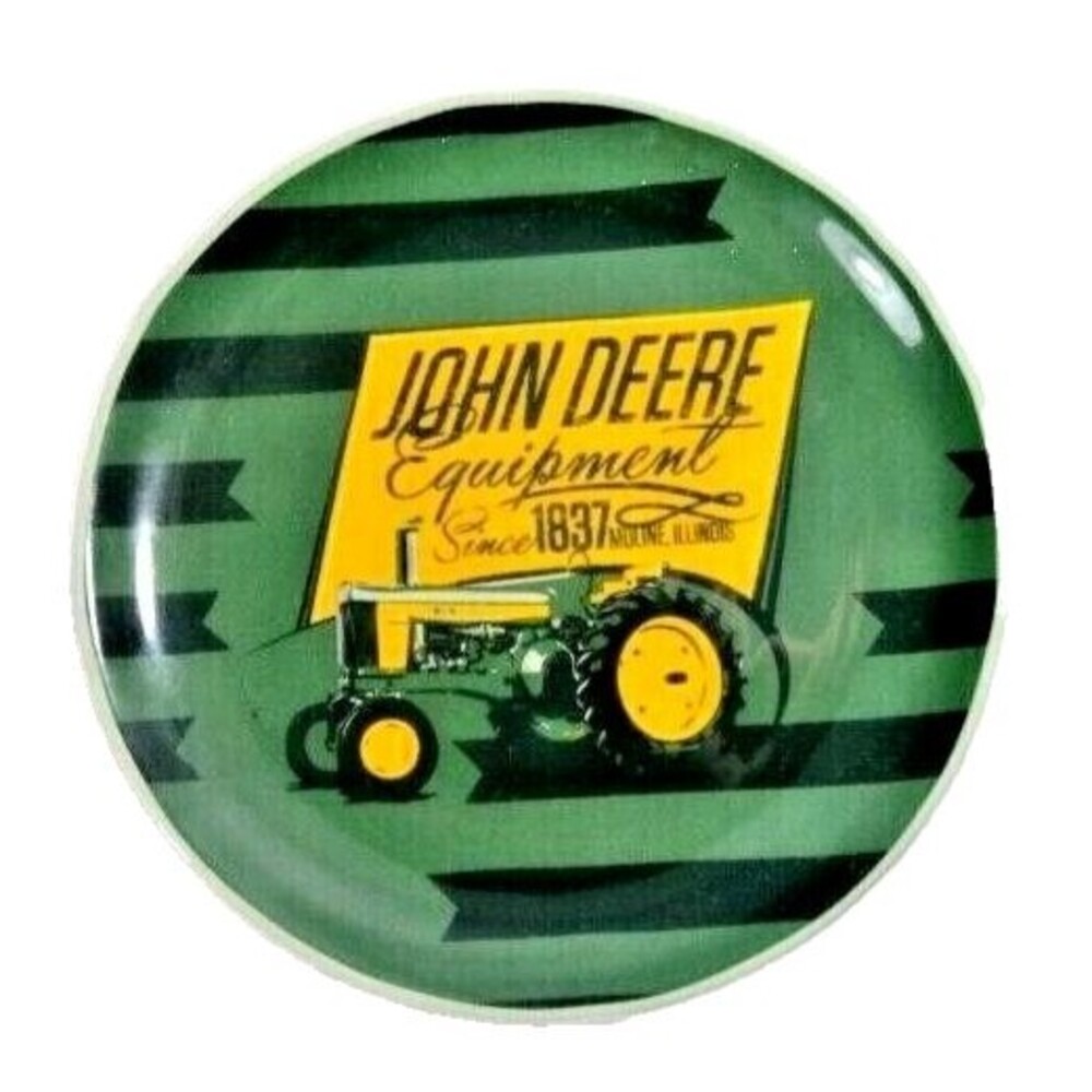 John Deere Equipment Tractor 8" Salad Lunch Plate Stoneware Green Black Yellow